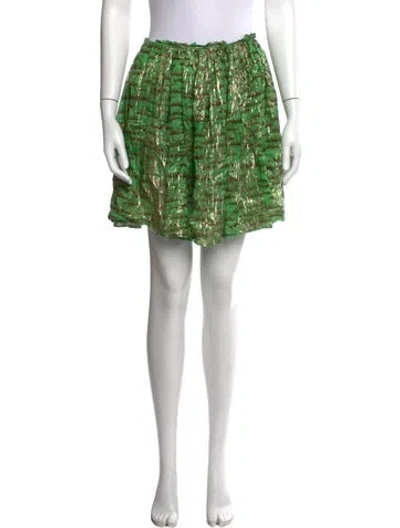 Pre-owned Zac Posen Patterned Mini Skirt In Green