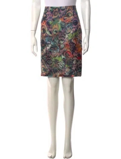 Pre-owned Zac Posen Patterned Mini Skirt In Green