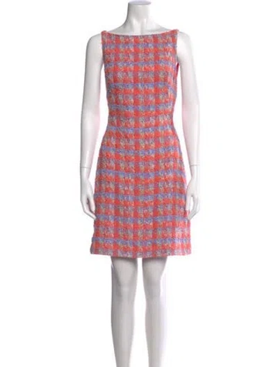 Pre-owned Zac Posen Plaid Print Mini Dress In Pink