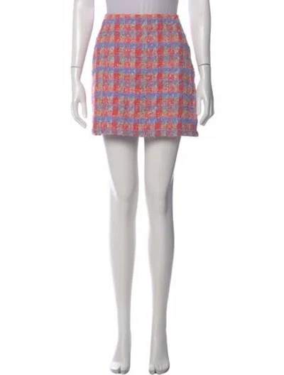 Pre-owned Zac Posen Plaid Print Mini Skirt In Pink