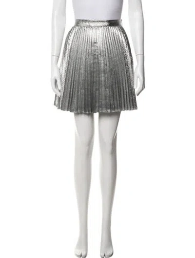 Pre-owned Zac Posen Pleated Accents Mini Skirt In Metallic/silver