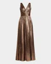 Zac Posen Rose Gold Metallic Gown In Rose Gold
