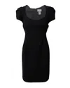 Zac Posen Pleated Sleeve Mini Dress In Black Lana Vergine In Black