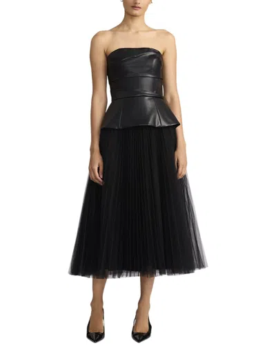 Zac Posen Pleated Tulle Dress In Black