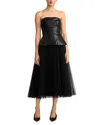 Zac Posen Pleated Tulle Dress In Black