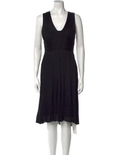 Pre-owned Zac Posen Plunge Neckline Knee-length Dress In Black