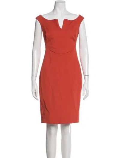 Pre-owned Zac Posen Plunge Neckline Knee-length Dress In Red