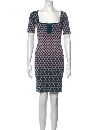 Pre-owned Zac Posen Polka Dot Print Knee-length Dress In Blue/pink