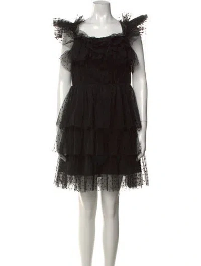 Pre-owned Zac Posen Polka Dot Print Mini Dress In Black