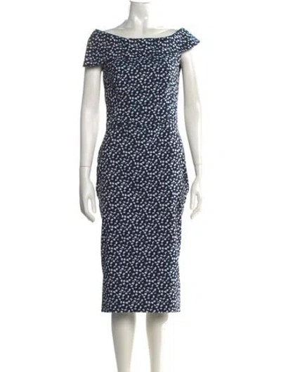 Pre-owned Zac Posen Printed Knee-length Dress In Blue