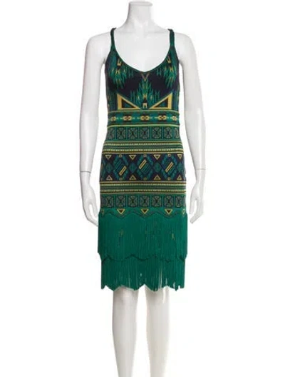 Pre-owned Zac Posen Printed Knee-length Dress In Green