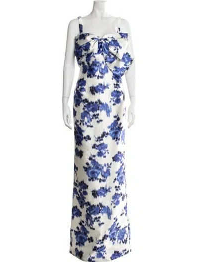 Pre-owned Zac Posen Printed Long Dress In Blue