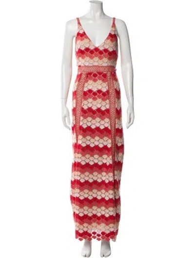 Pre-owned Zac Posen Printed Long Dress In Red