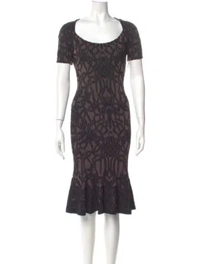 Pre-owned Zac Posen Printed Midi Length Dress In Gray