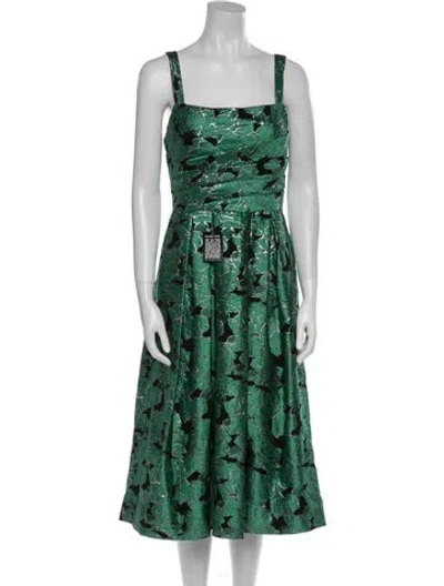 Pre-owned Zac Posen Printed Midi Length Dress W/ Tags In Green