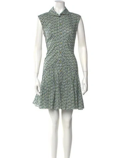 Pre-owned Zac Posen Printed Mini Dress In Blue