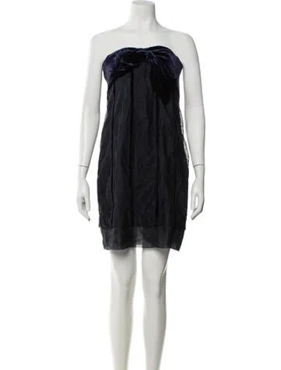 Pre-owned Zac Posen Quilted Organza Strapless Dress Mini Dress In Blue