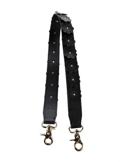 Pre-owned Zac Posen Removable Bag Strap With Floral Accent In Black