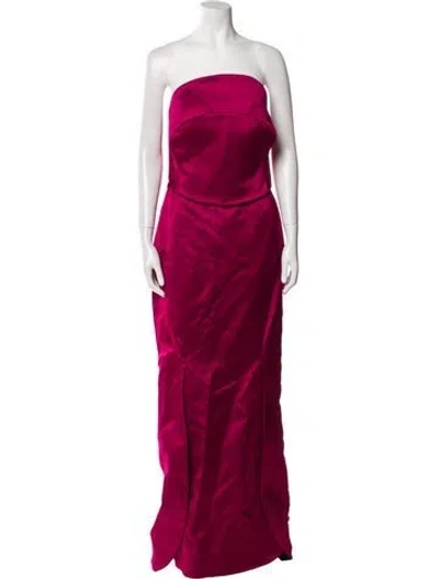 Pre-owned Zac Posen Satin Long Dress In Burgundy