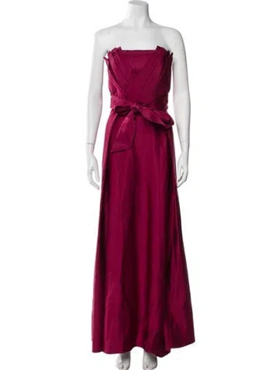 Pre-owned Zac Posen Satin Long Dress In Red