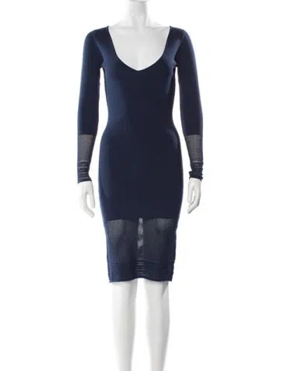 Pre-owned Zac Posen Scoop Neck Knee-length Dress In Blue