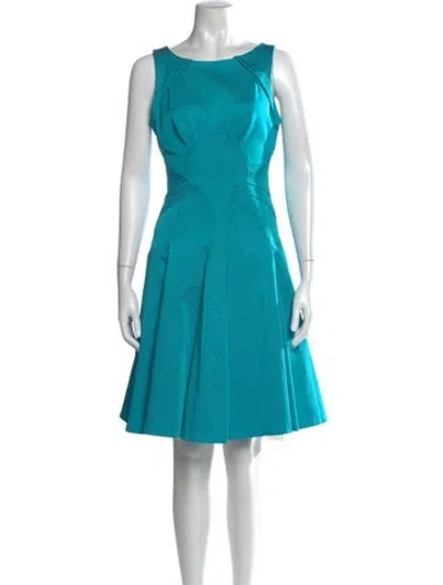 Pre-owned Zac Posen Scoop Neck Knee-length Dress In Blue