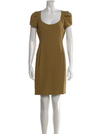 Pre-owned Zac Posen Scoop Neck Knee-length Dress In Brown