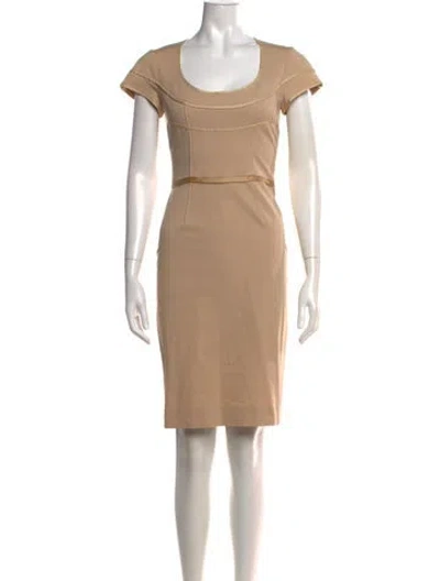 Pre-owned Zac Posen Scoop Neck Knee-length Dress In Neutrals