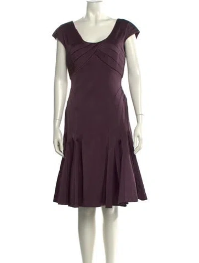 Pre-owned Zac Posen Scoop Neck Knee-length Dress In Purple