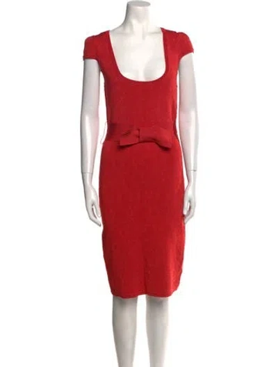 Pre-owned Zac Posen Scoop Neck Knee-length Dress In Red