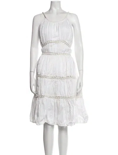 Pre-owned Zac Posen Scoop Neck Knee-length Dress In White