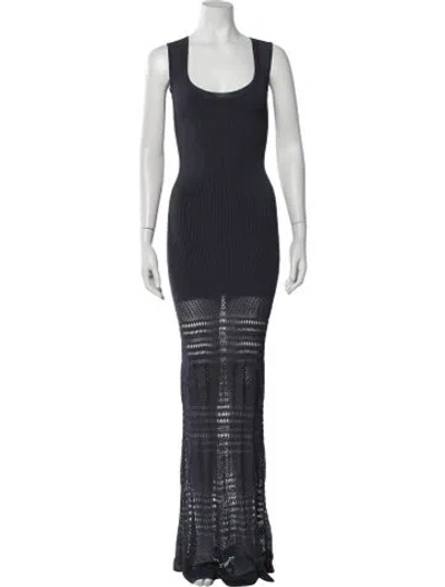 Pre-owned Zac Posen Scoop Neck Long Dress In Blue
