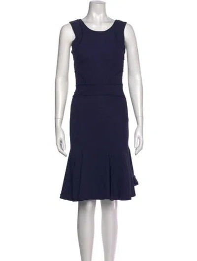 Pre-owned Zac Posen Scoop Neck Midi Length Dress In Blue