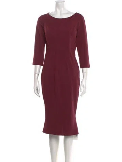 Pre-owned Zac Posen Scoop Neck Midi Length Dress In Burgundy