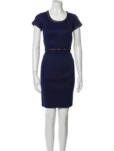 Pre-owned Zac Posen Scoop Neck Mini Dress In Blue