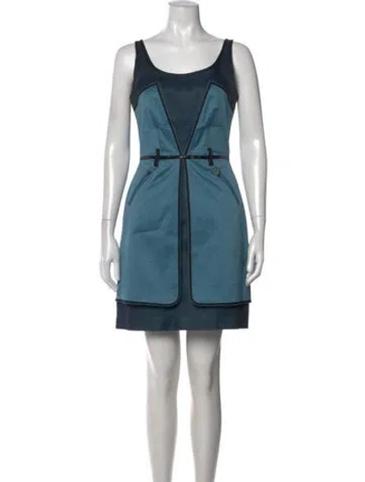 Pre-owned Zac Posen Scoop Neck Mini Dress In Blue