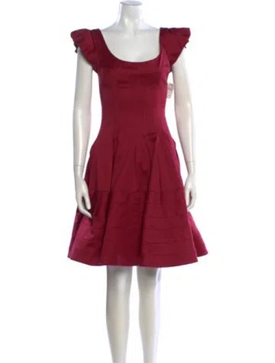 Pre-owned Zac Posen Scoop Neck Mini Dress In Red