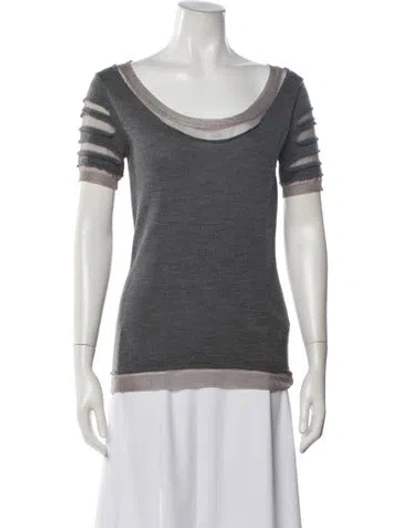 Pre-owned Zac Posen Scoop Neck Short Sleeve Top In Gray