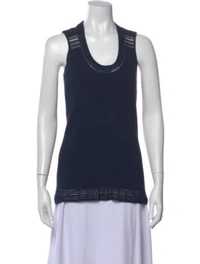Pre-owned Zac Posen Scoop Neck Sleeveless Top In Blue
