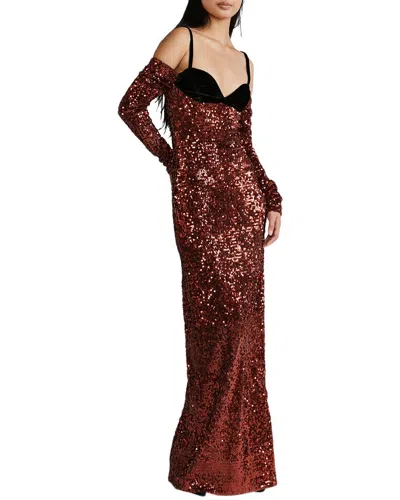 Zac Posen Sequin Bra Top Gown In Black