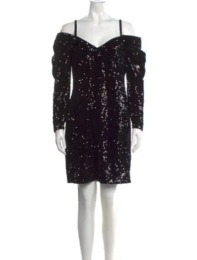 Pre-owned Zac Posen Sequin Mini Dress In Black