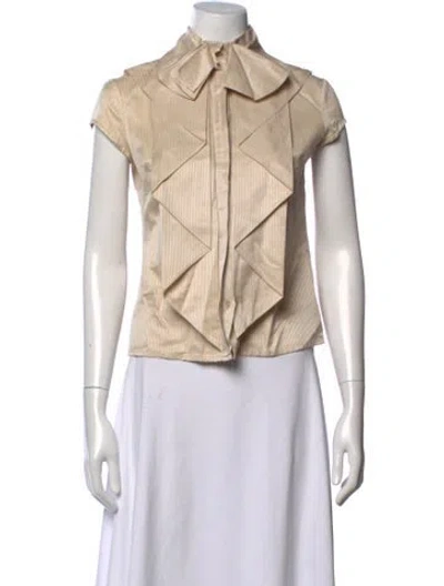 Pre-owned Zac Posen Short Sleeve Blouse In Neutrals