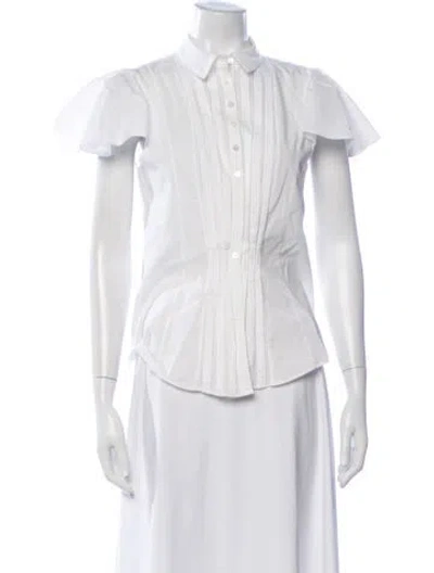 Pre-owned Zac Posen Short Sleeve Blouse In White