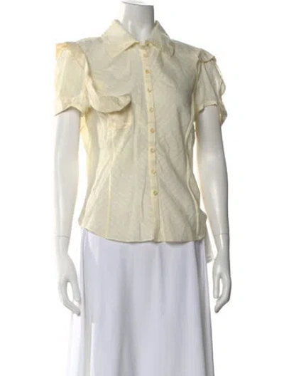 Pre-owned Zac Posen Short Sleeve Blouse In Yellow