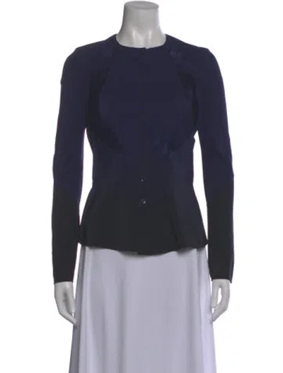 Pre-owned Zac Posen Silk Crew Neck Top In Blue