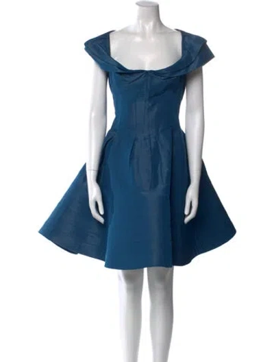 Pre-owned Zac Posen Silk Knee-length Dress In Blue