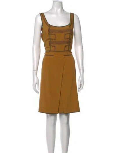 Pre-owned Zac Posen Silk Knee-length Dress In Brown
