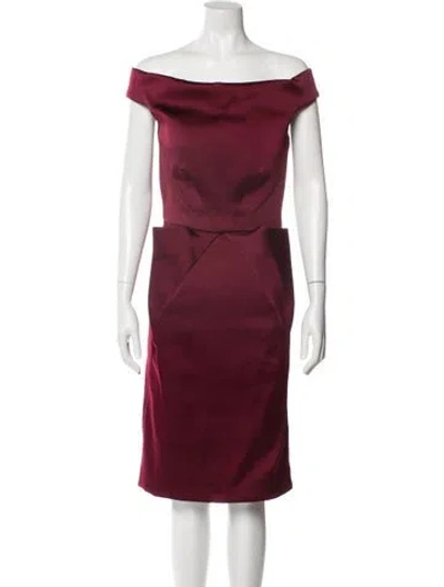 Pre-owned Zac Posen Silk Knee-length Dress In Burgundy