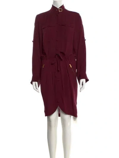 Pre-owned Zac Posen Silk Knee-length Dress In Burgundy