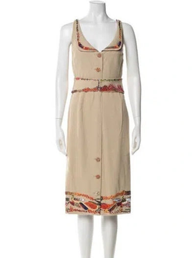 Pre-owned Zac Posen Silk Knee-length Dress In Neutral